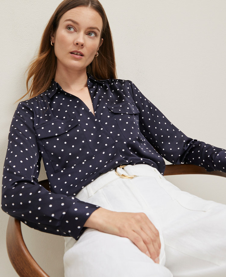 Petite Dotted Camp Shirt