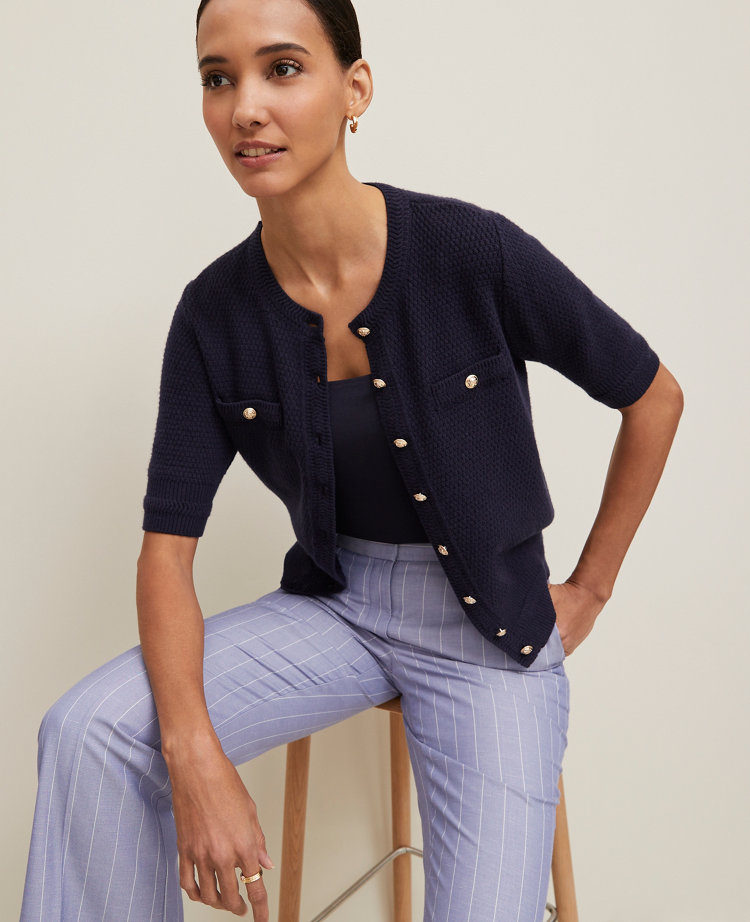 Petite Blouson Sleeve Stitch Cardigan