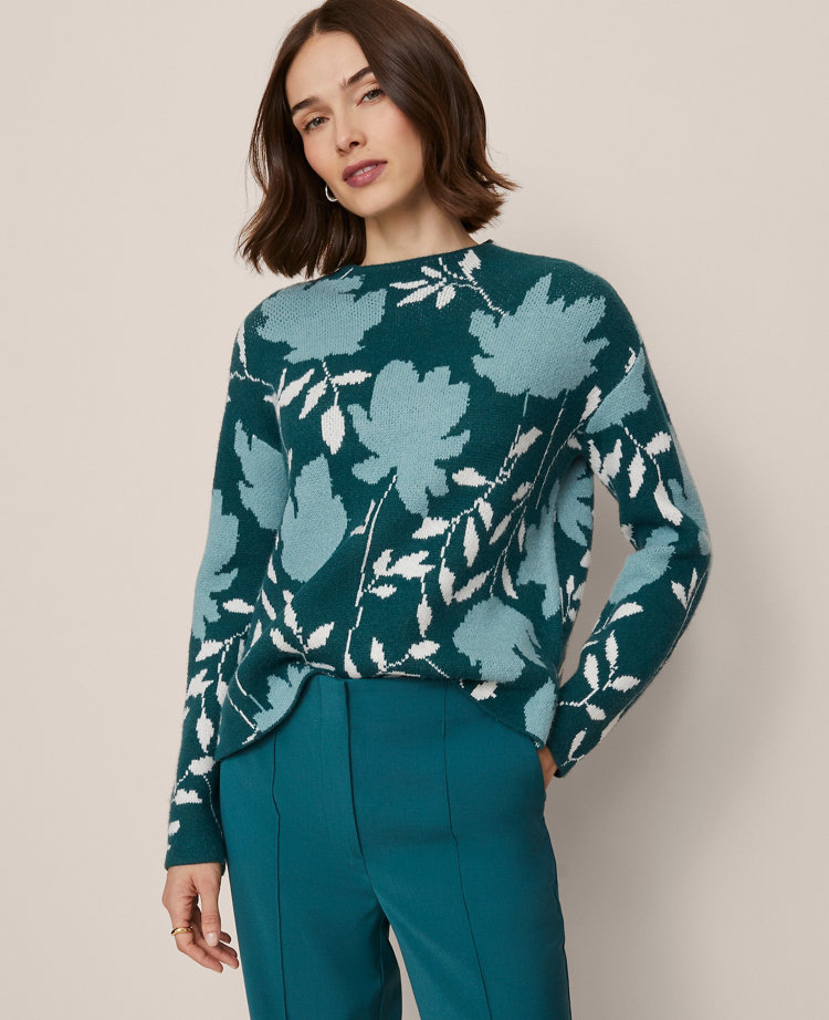 Ann Taylor Floral Jacquard Sweater