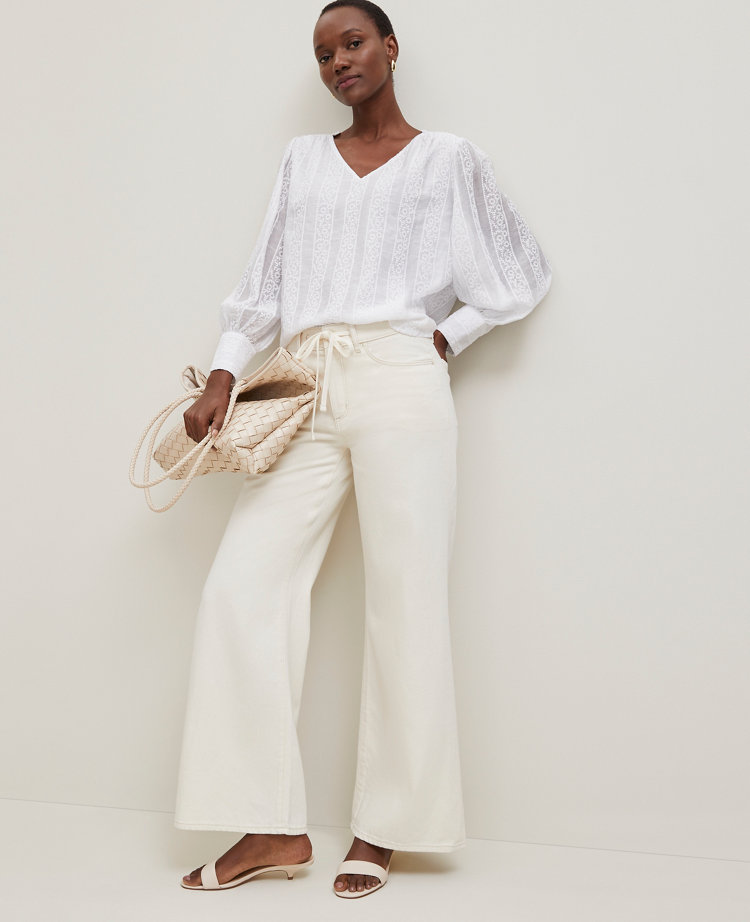 Petite Embroidered V-Neck Popover