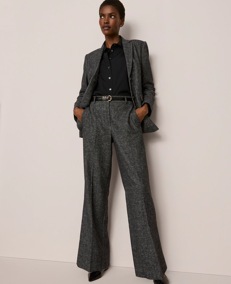 The Wide Leg Pant in Herringbone