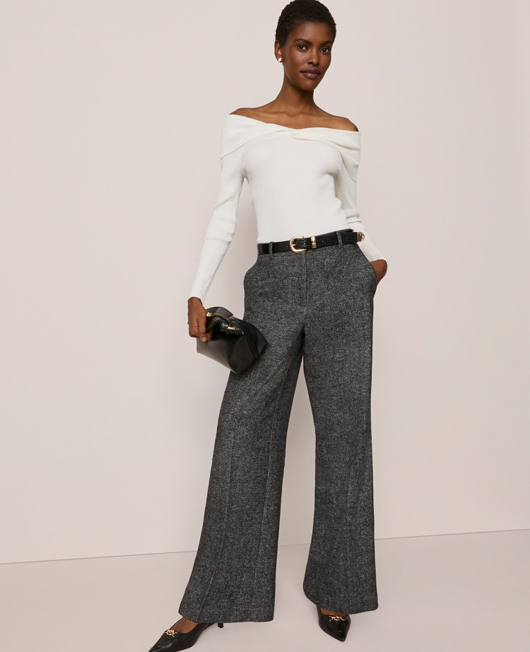The Wide Leg Pant in Herringbone