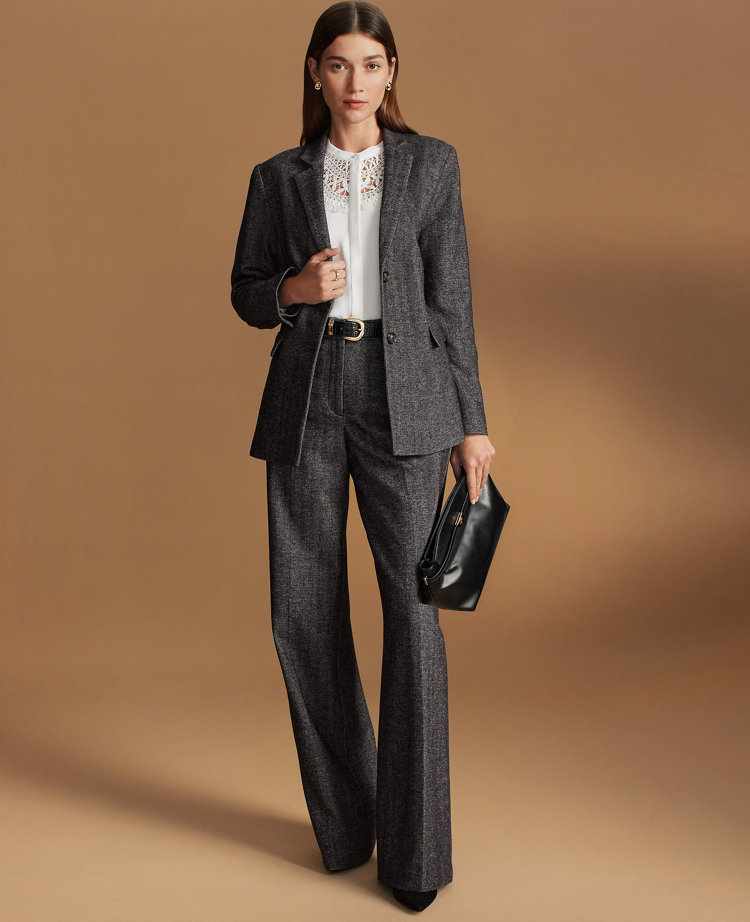 The Wide Leg Pant in Herringbone