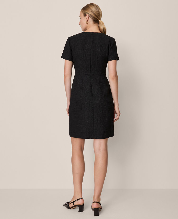 Tweed Split Neck Sheath Dress