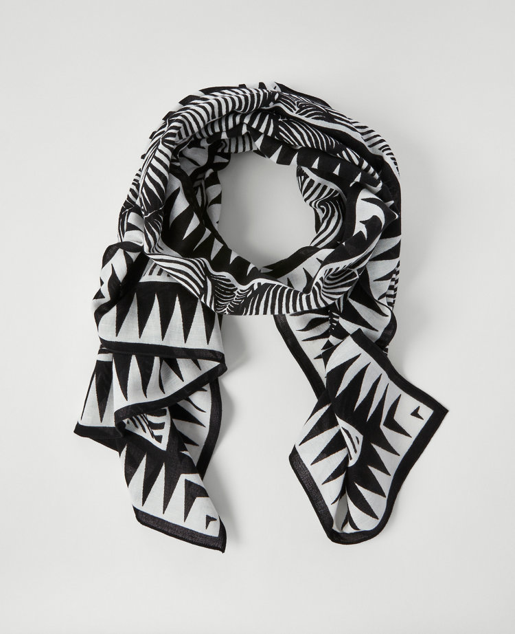 Linen Scarf in Palm Print