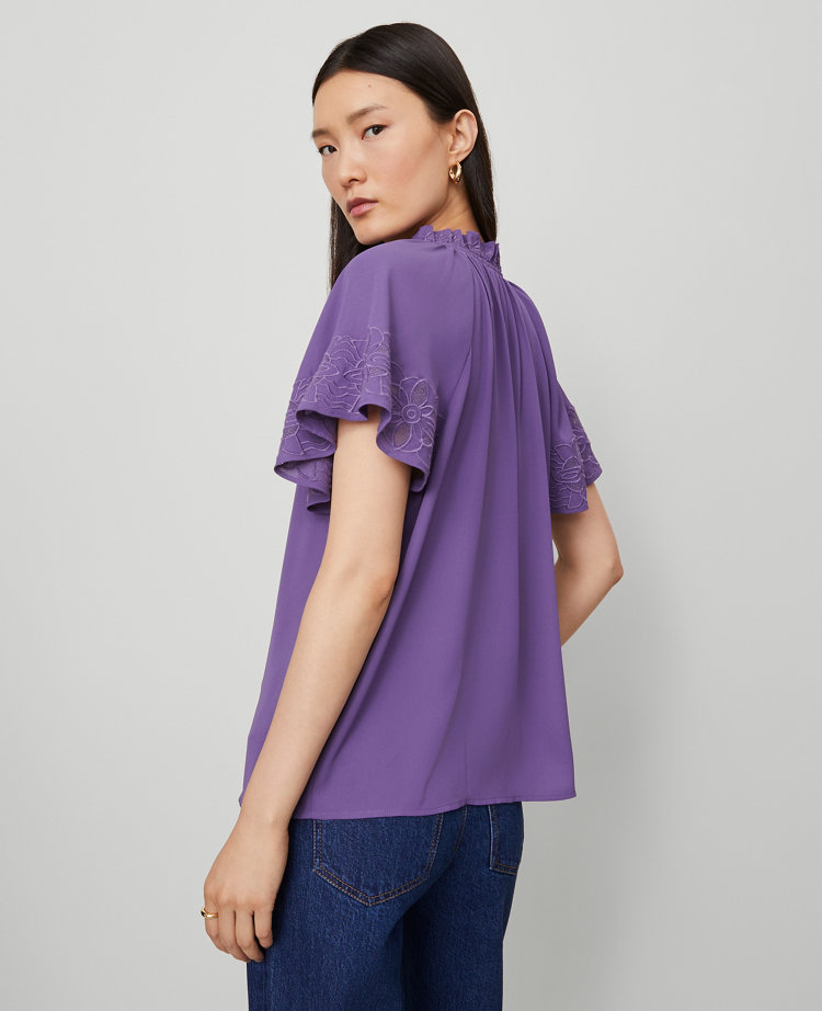 Tie Neck Ruffle Popover
