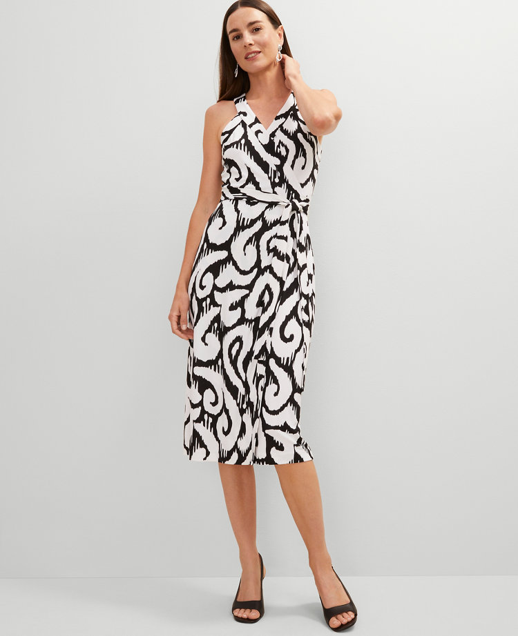 Ikat Halter Wrap Midi Dress