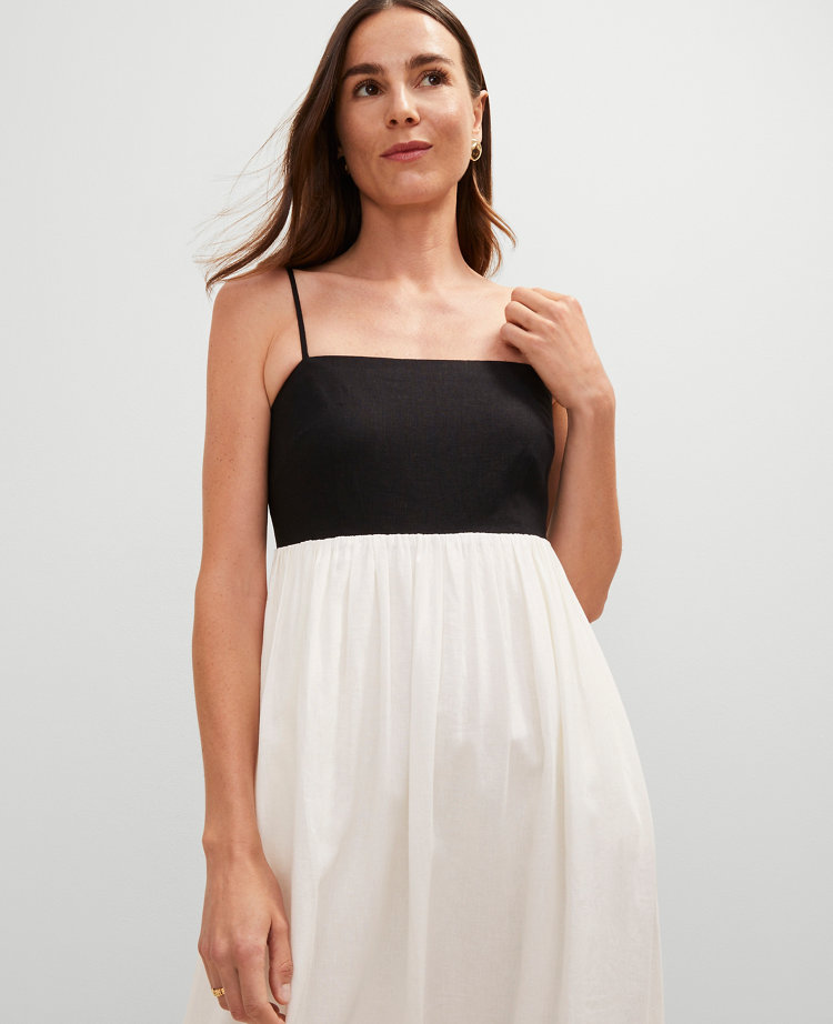 Petite Strappy Linen Blend Maxi Dress