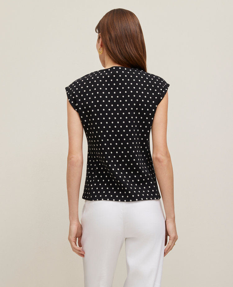 Petite Dotted Ponte Cap Sleeve Top