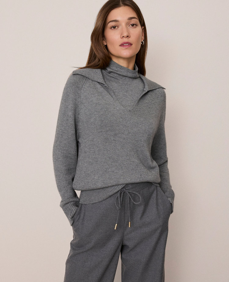 Weekend Collection Layered Mock Neck Sweater