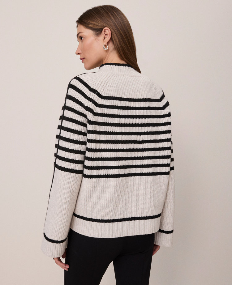 Weekend Collection Striped Mock Neck Sweater