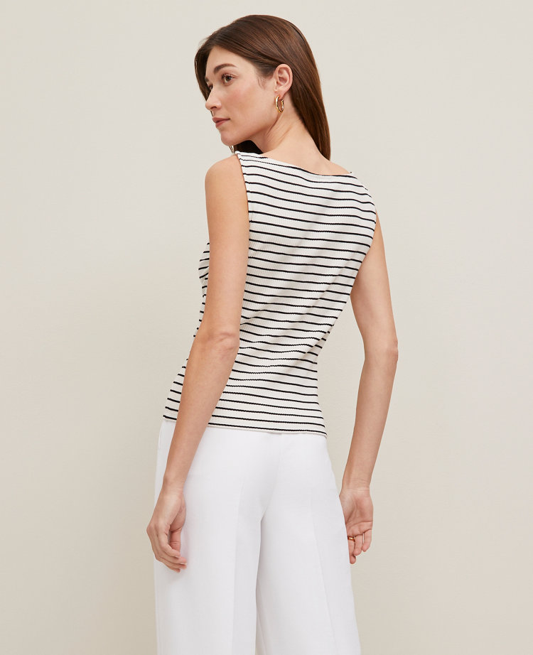 Petite Ribbed Sleeveless Button Top