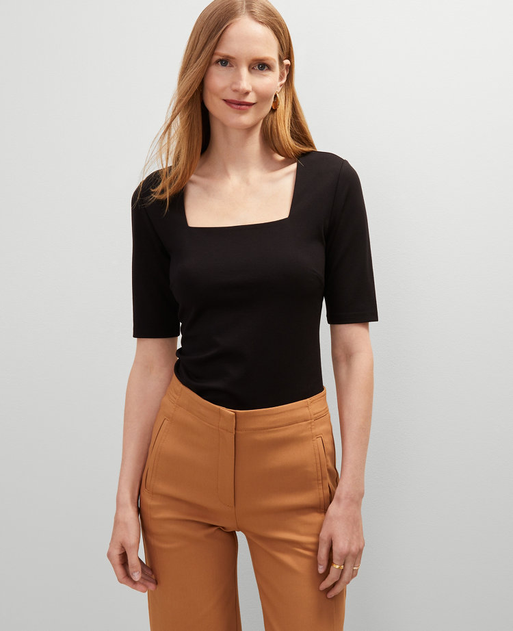 Petite Ponte Square Neck Top