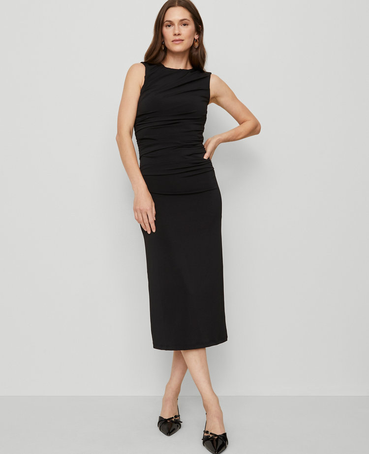 Crew Neck Midi Sheath Dress