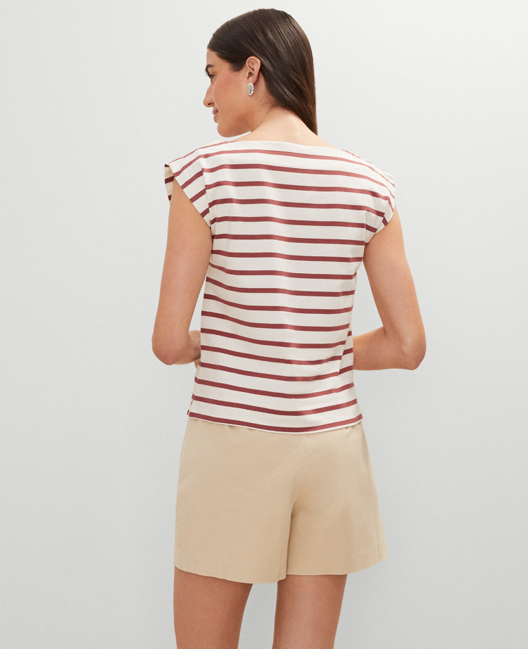 Weekend Collection Striped Boat Neck Top