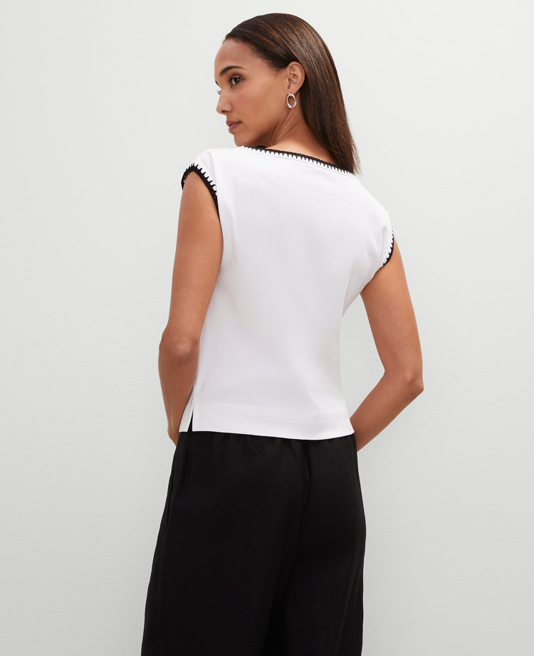 Petite Crochet Trim Sleeveless Top