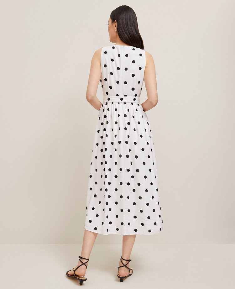 Dotted Linen-Blend Midi Dress