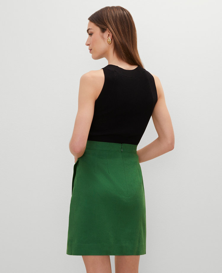 Floral Linen Blend Sarong Wrap Skirt