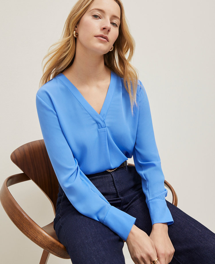 Petite Mixed Media V-Neck Top