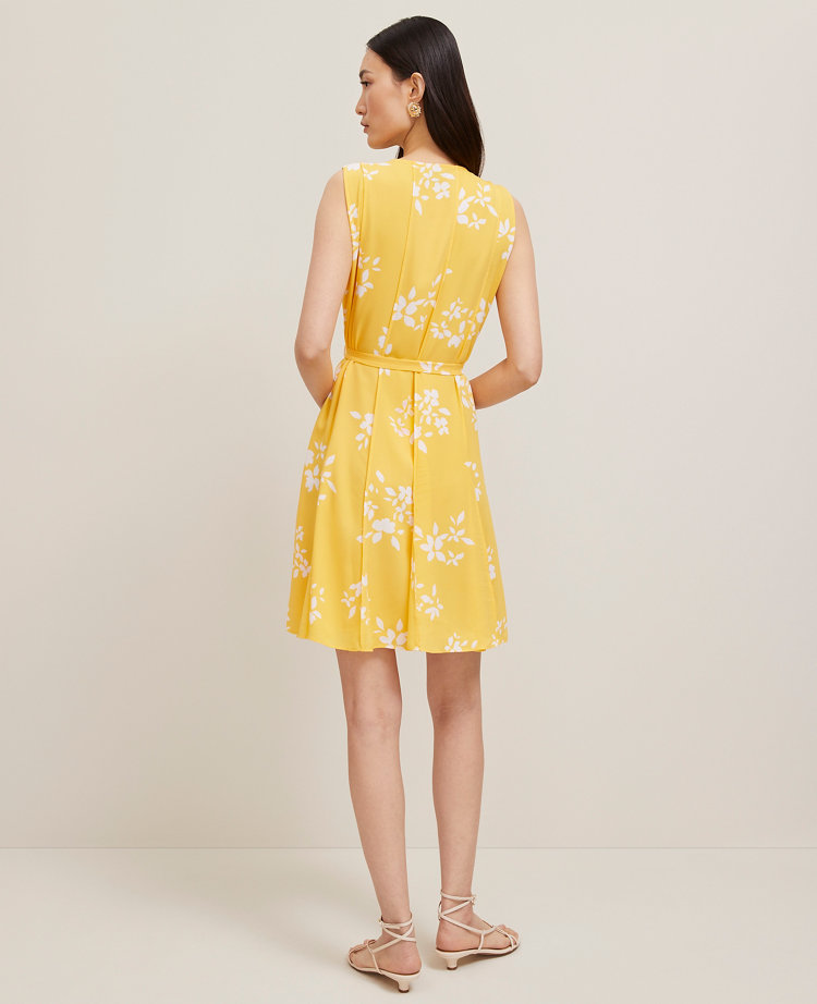Petite Floral Belted Flare Dress