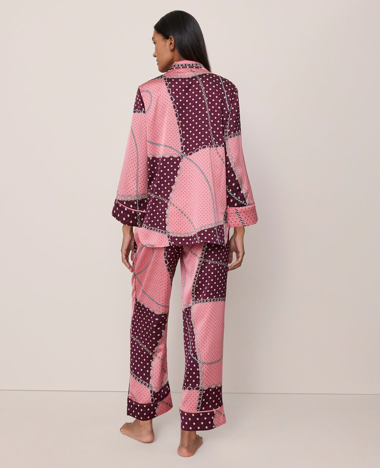 Chain Link Print Silk Pajama Set