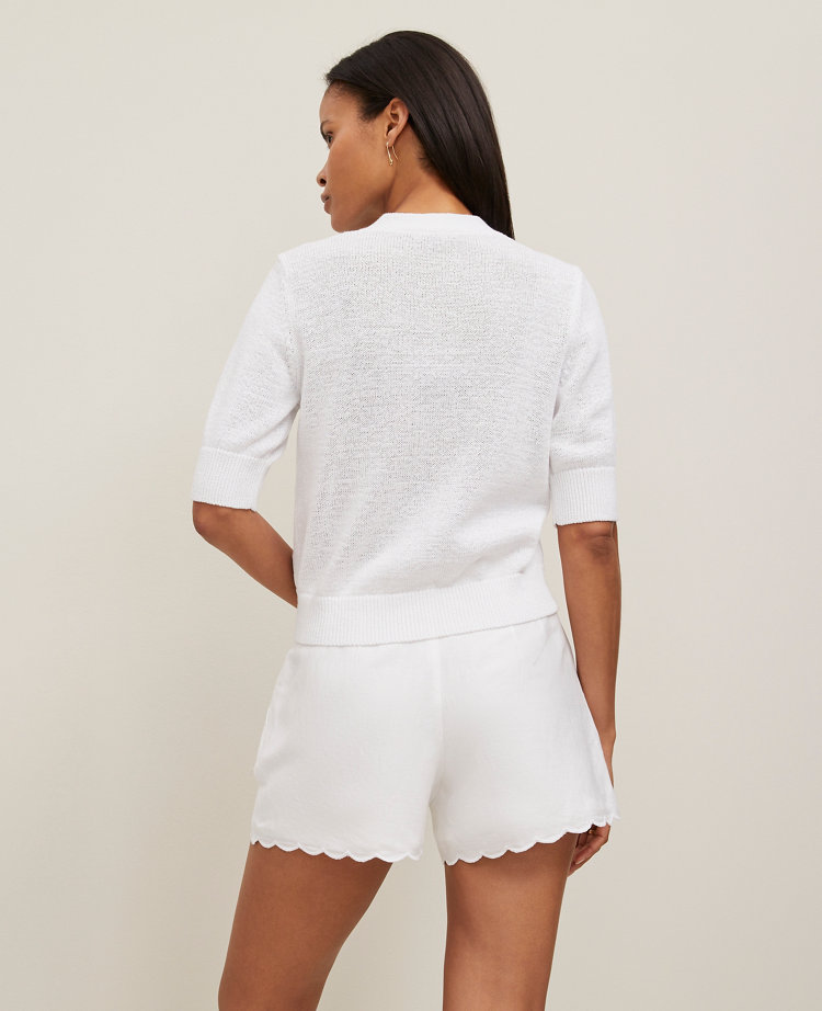 Petite Metallic Button V-Neck Cardigan