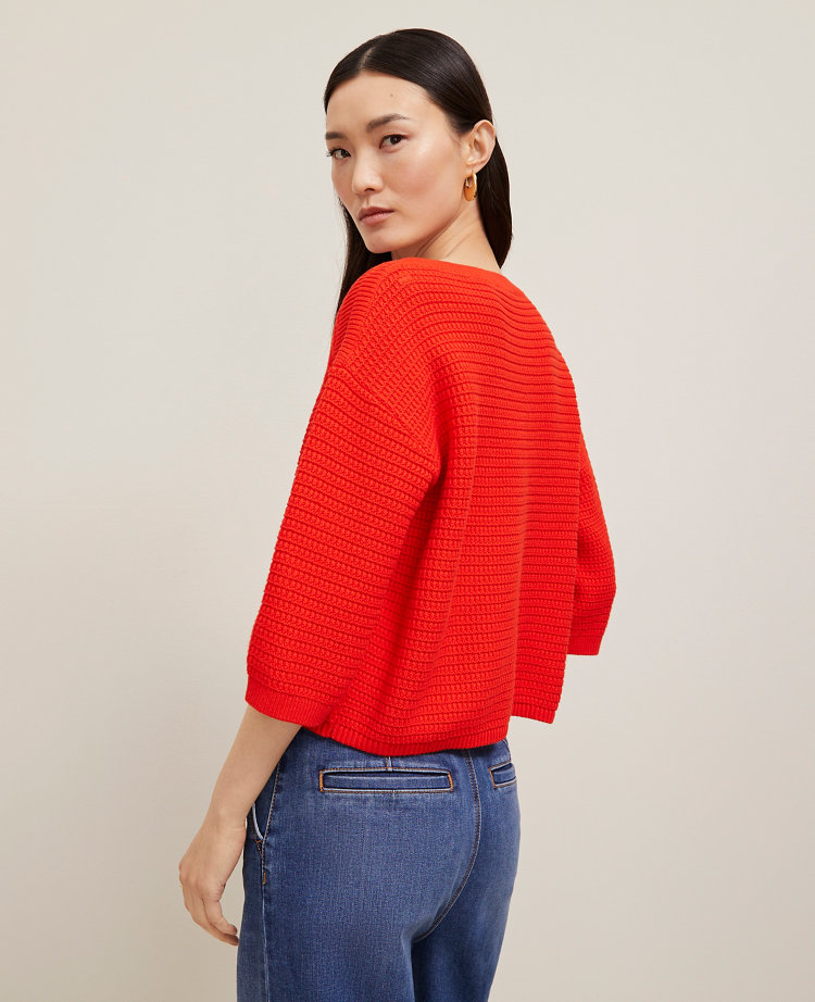Petite Geo Stitch Boatneck Sweater