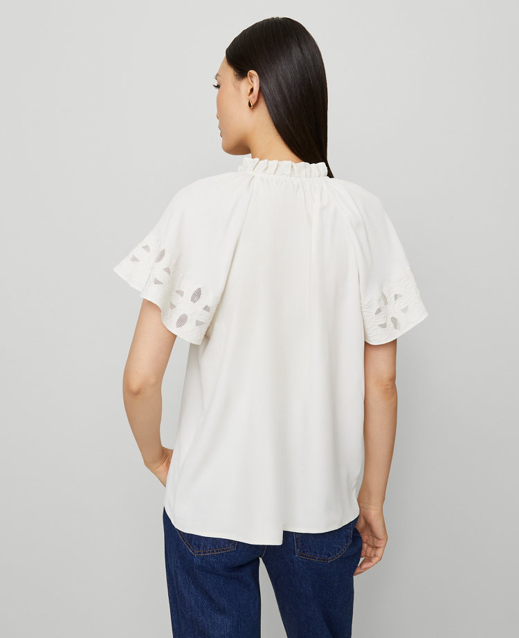 Tie Neck Ruffle Popover