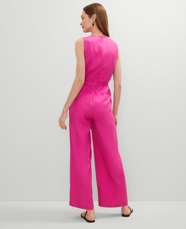 Belted Crew Neck Jumpsuit