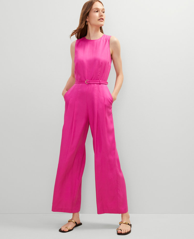 Belted Crew Neck Jumpsuit