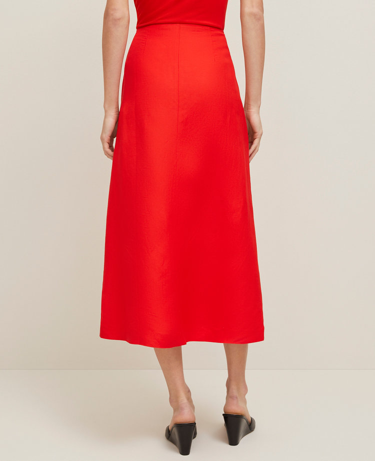 Petite Linen-Blend Button Maxi Skirt