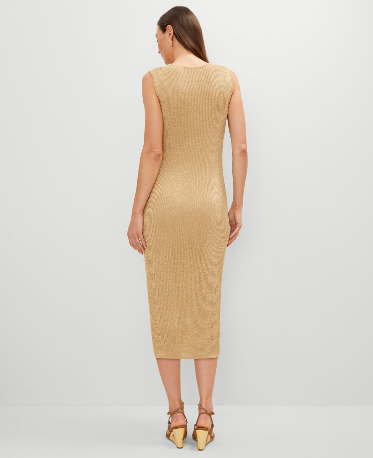 Petite Ribbed Lurex Midi Dress