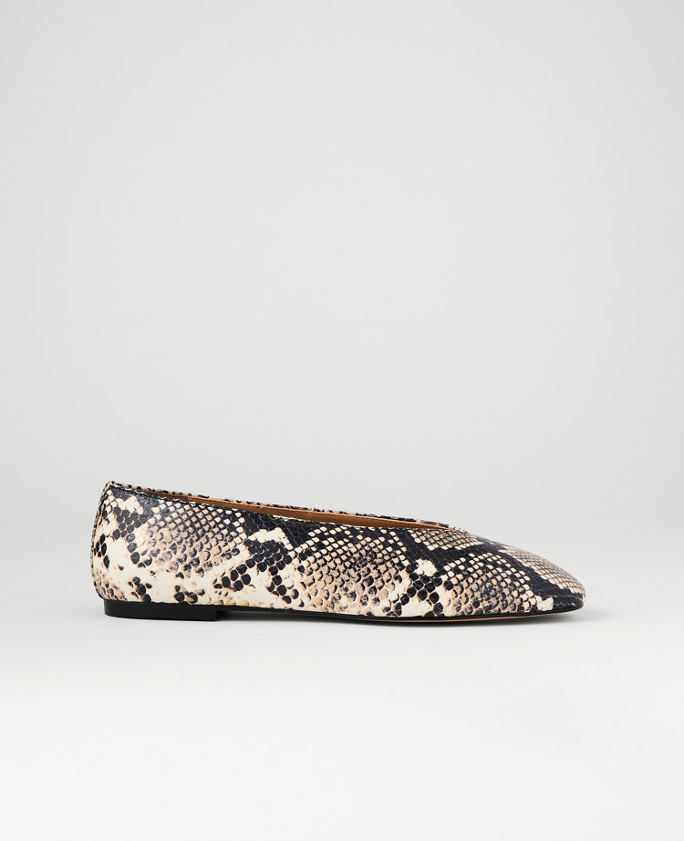 Ann Taylor Snake Ballet Flat In Black