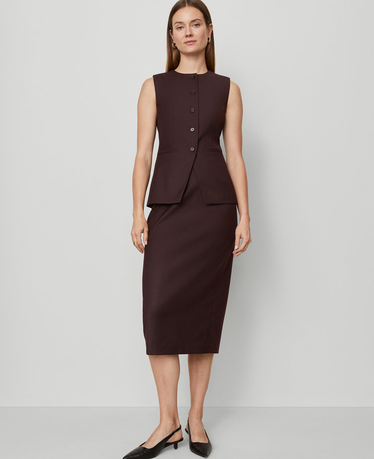 Twill Column Midi Skirt