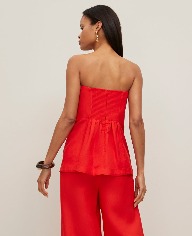 Petite Strapless Linen-Blend Tunic Top