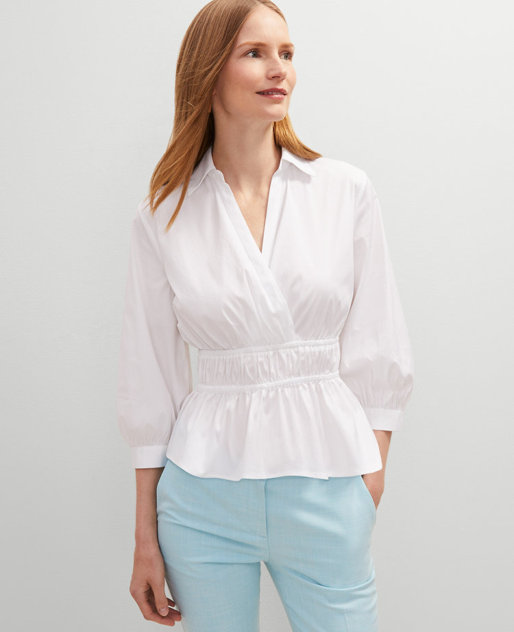 Petite Ruffle Collared Blouse