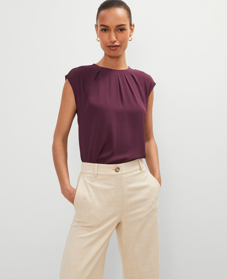 Pleated Crew Neck Top