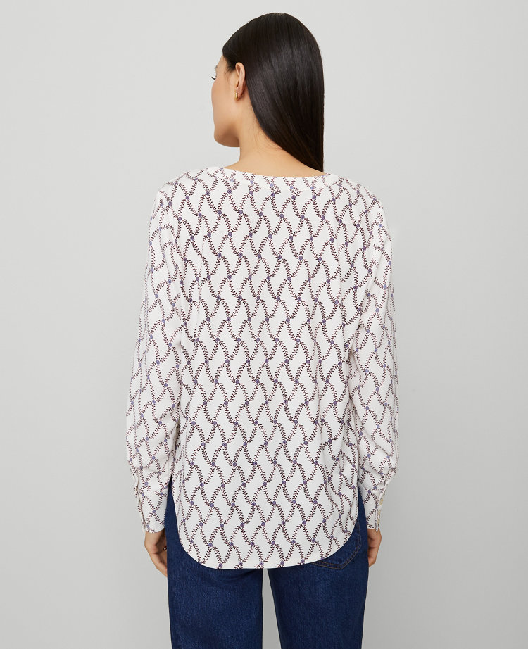 Floral Mixed Media Pleat Front Top