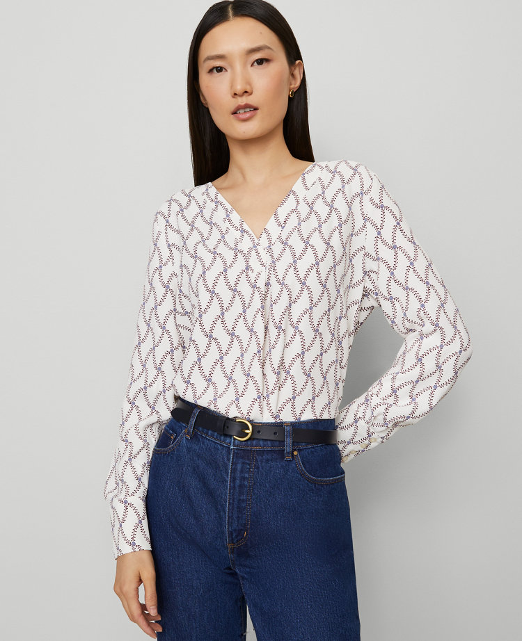 Floral Mixed Media Pleat Front Top