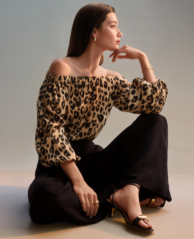 Tall Animal Print Off The Shoulder Top