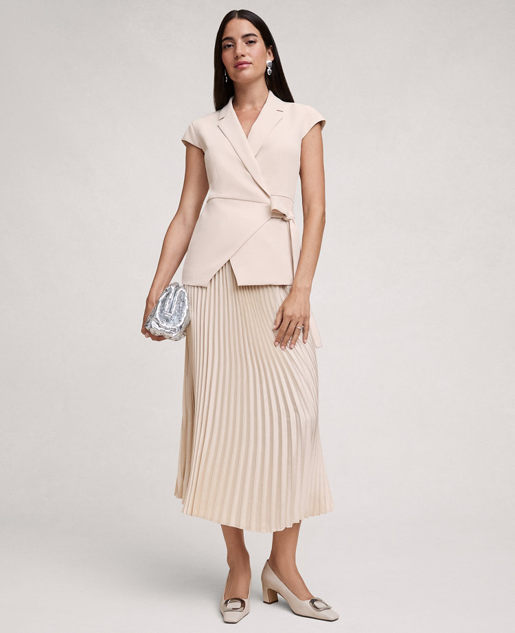 Ann Taylor Crepe Blazer Wrap Midi Dress