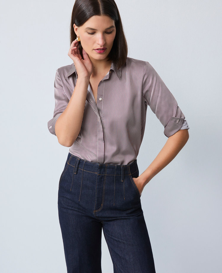 Striped Satin Essential Shirt
