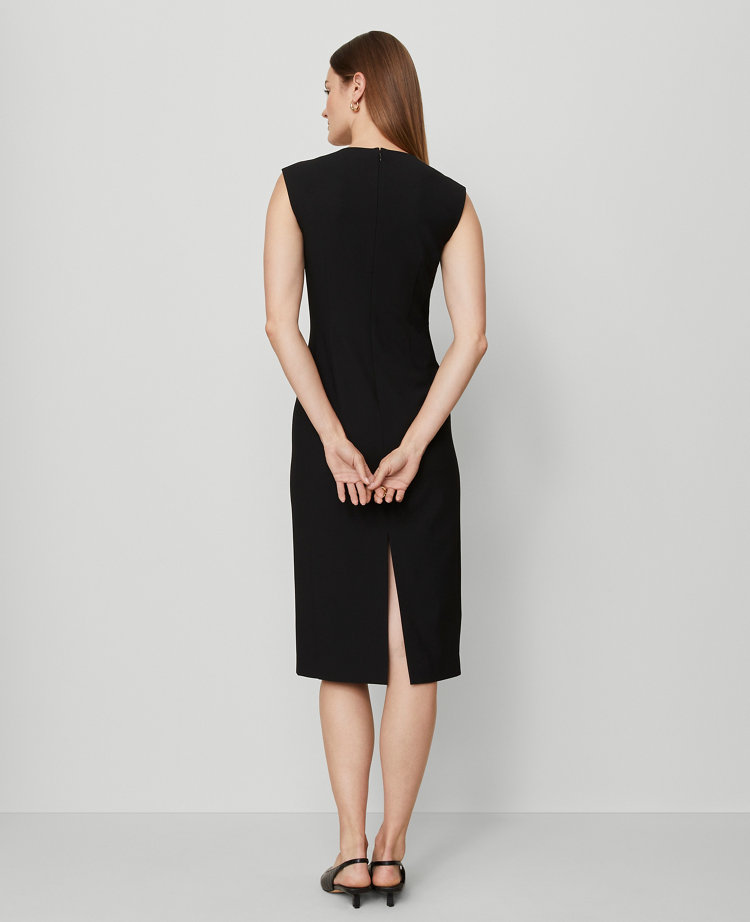 The Petite Seamed V-Neck Sheath Dress in Bi-Stretch