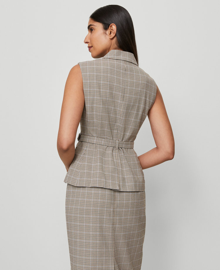 Petite Belted Plaid Vest