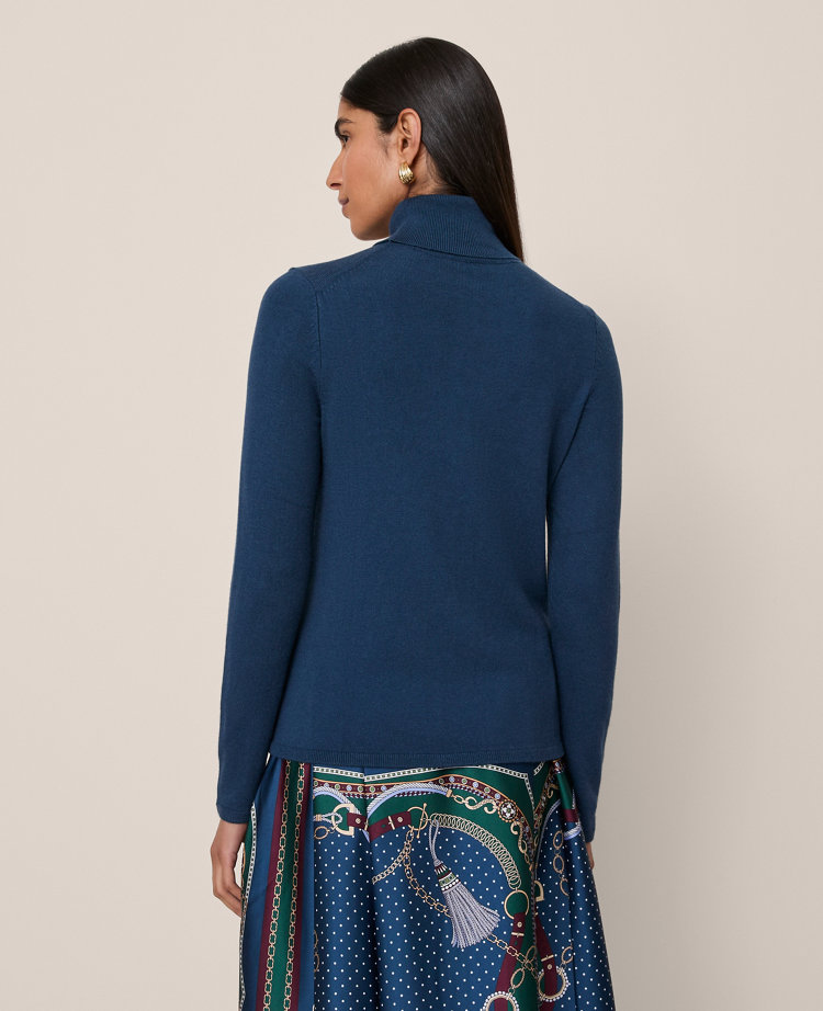 Ann Taylor Essential Turtleneck Sweater In Blue