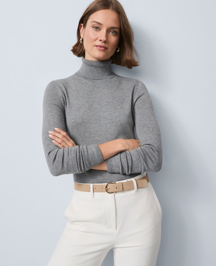 Ann Taylor Essential Turtleneck Sweater In Gray