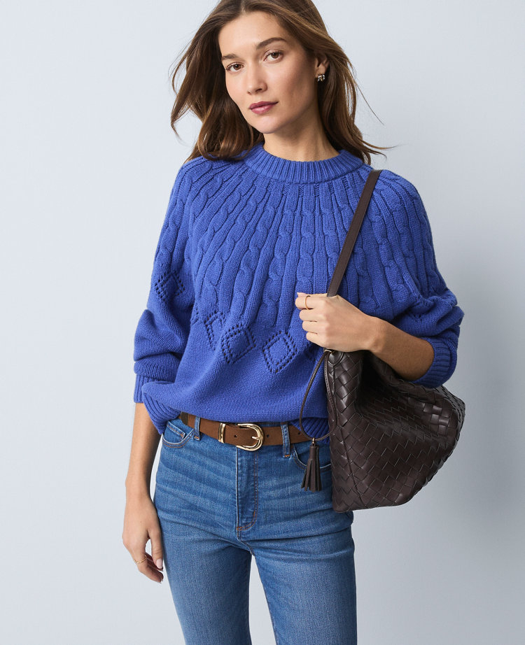 Ann Taylor Weekend Collection Mixed Stitch Sweater Women's