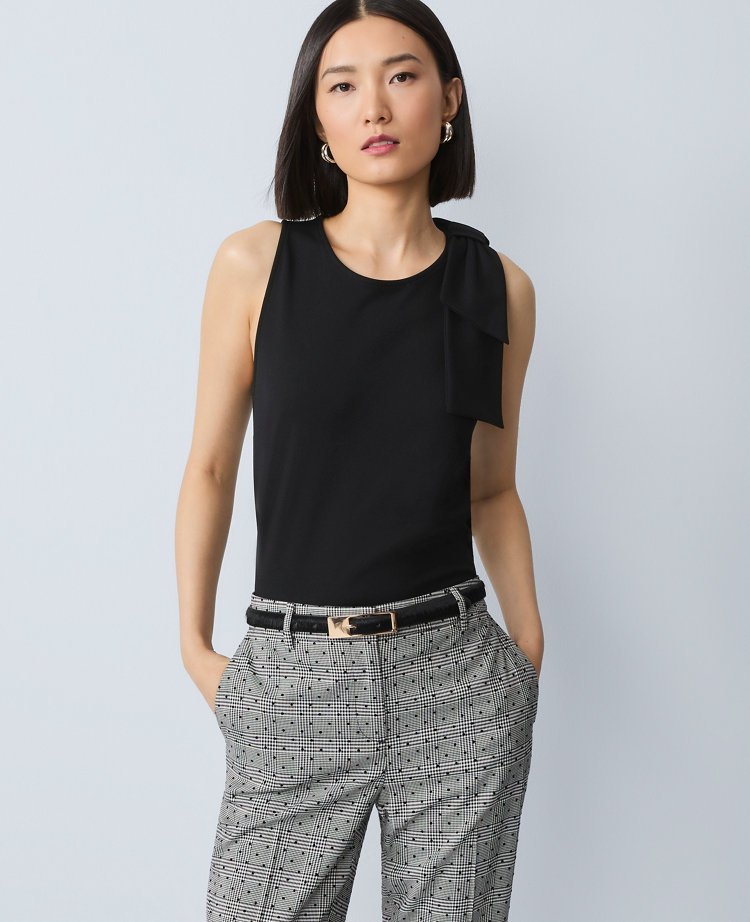 Ann Taylor Side Bow Shell Top In Black