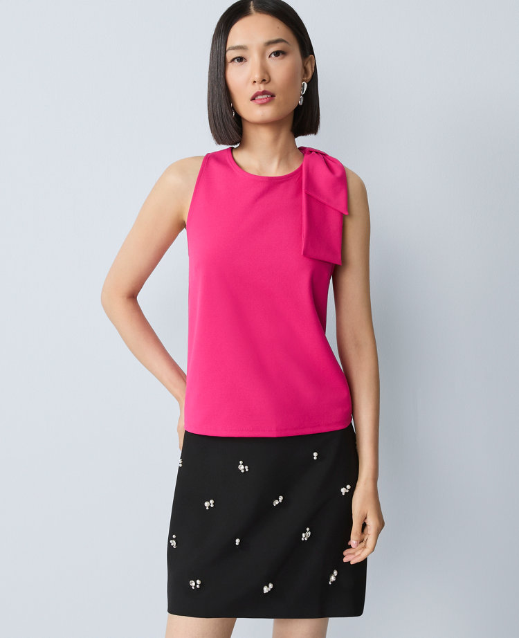 Ann Taylor Side Bow Shell Top In Pink