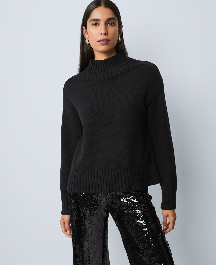 Ribbed Mock Neck Sweater